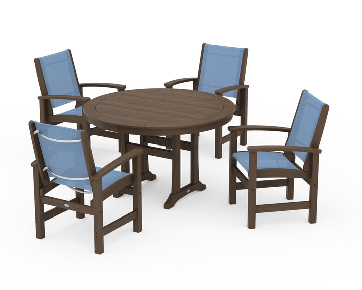 POLYWOOD® Coastal 5-Piece Round Dining Set with Trestle Legs
