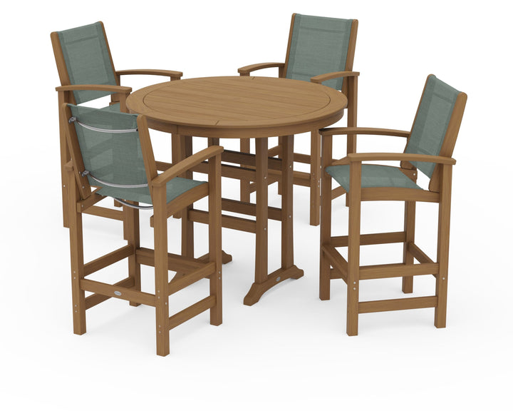 POLYWOOD® Coastal 5-Piece Nautical Trestle Bar Set