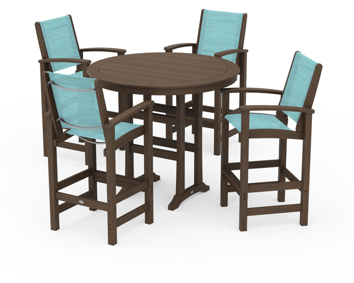 POLYWOOD® Coastal 5-Piece Nautical Trestle Bar Set
