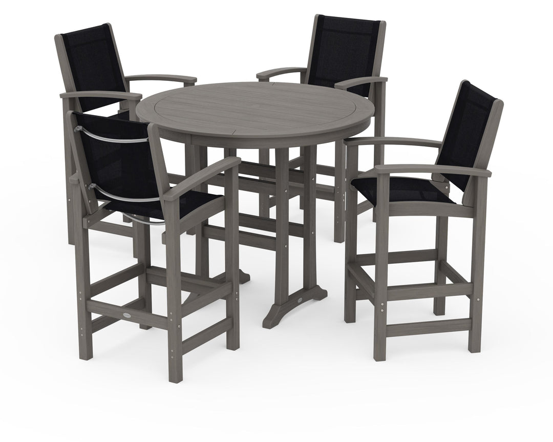 POLYWOOD® Coastal 5-Piece Nautical Trestle Bar Set