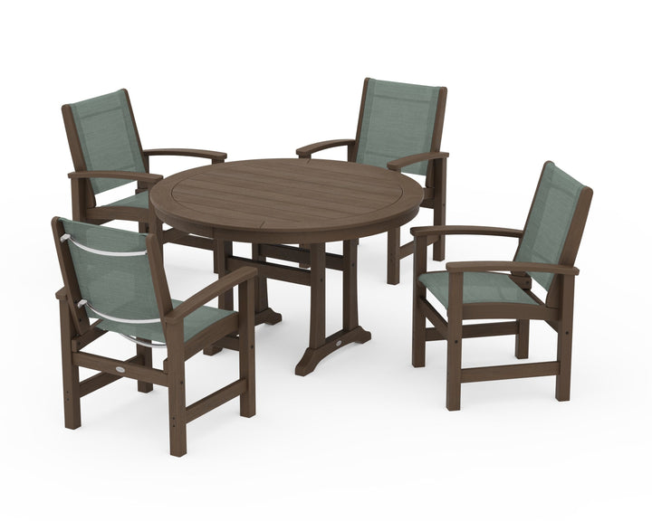 POLYWOOD® Coastal 5-Piece Round Dining Set with Trestle Legs