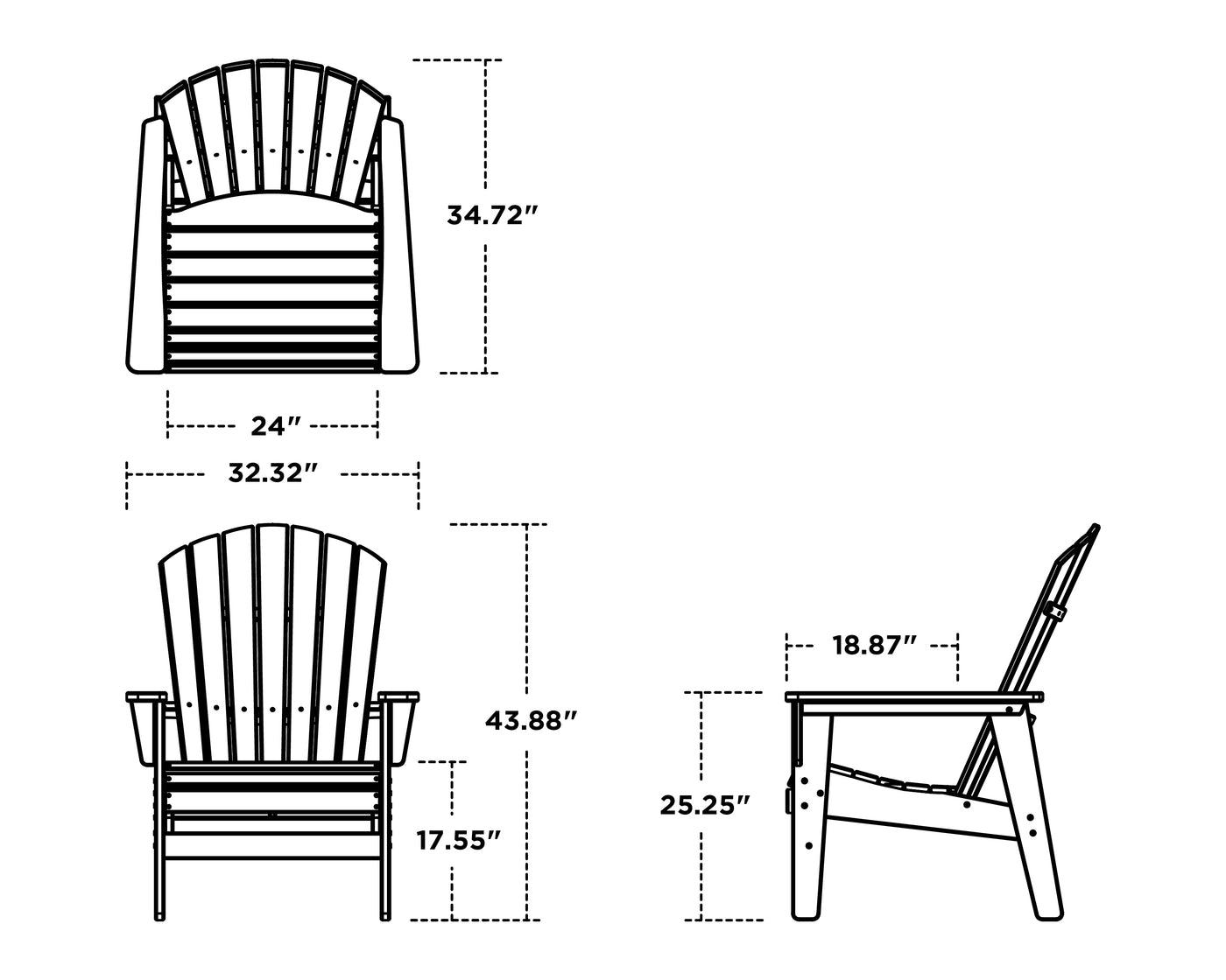 Nautical Grand Upright Adirondack Chair