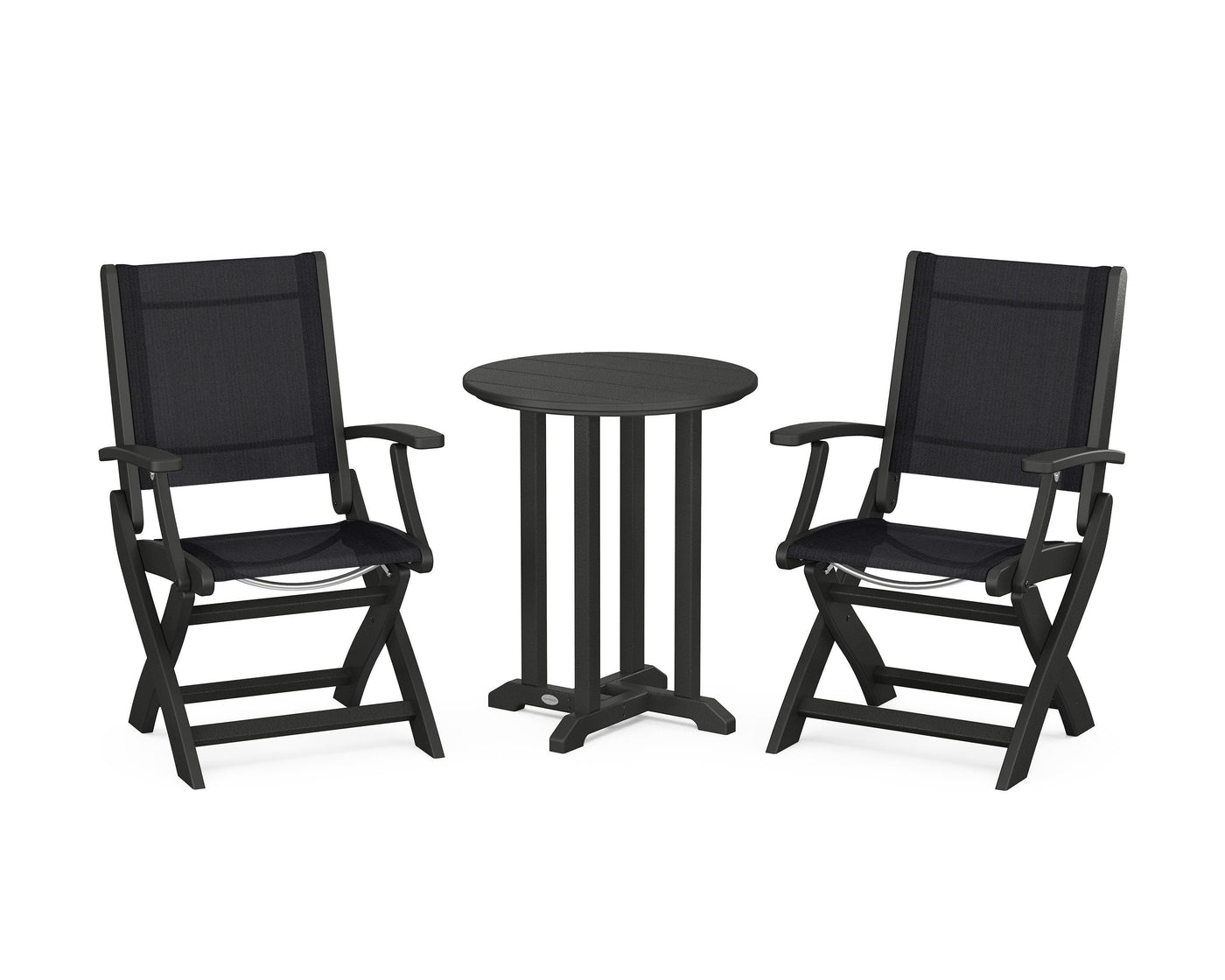 Coastal Folding 3-Piece Round Bistro Dining Set