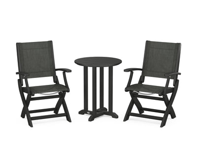 Coastal Folding 3-Piece Round Bistro Dining Set