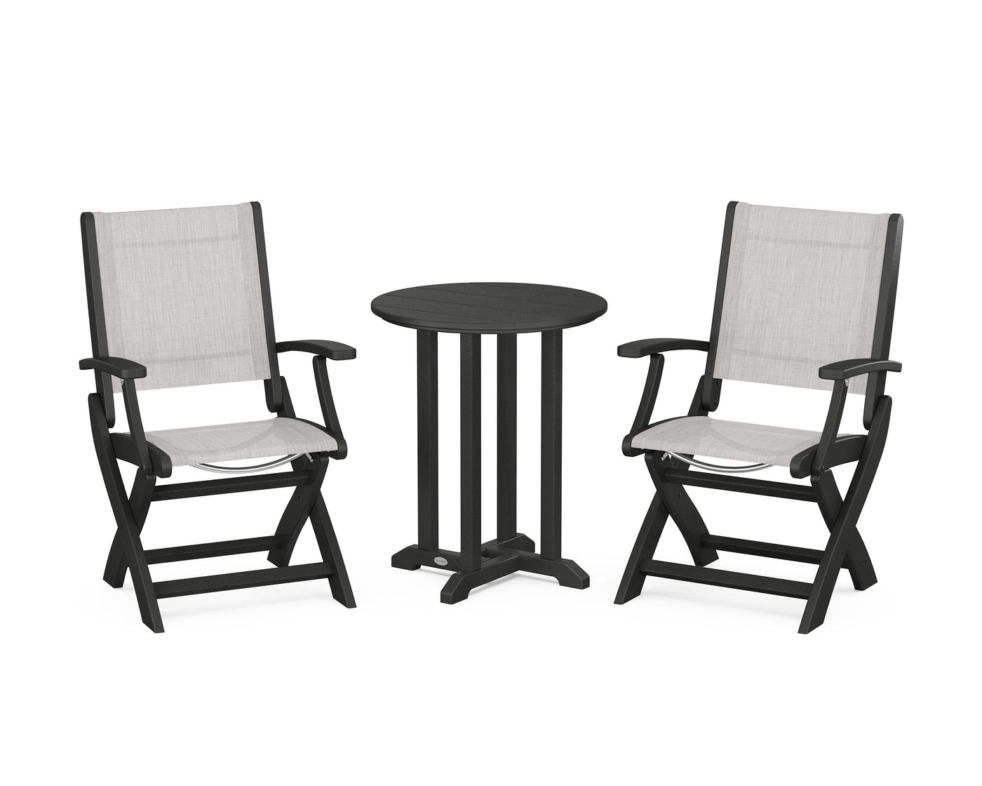 Coastal Folding 3-Piece Round Bistro Dining Set