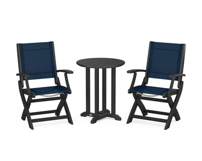 Coastal Folding 3-Piece Round Bistro Dining Set