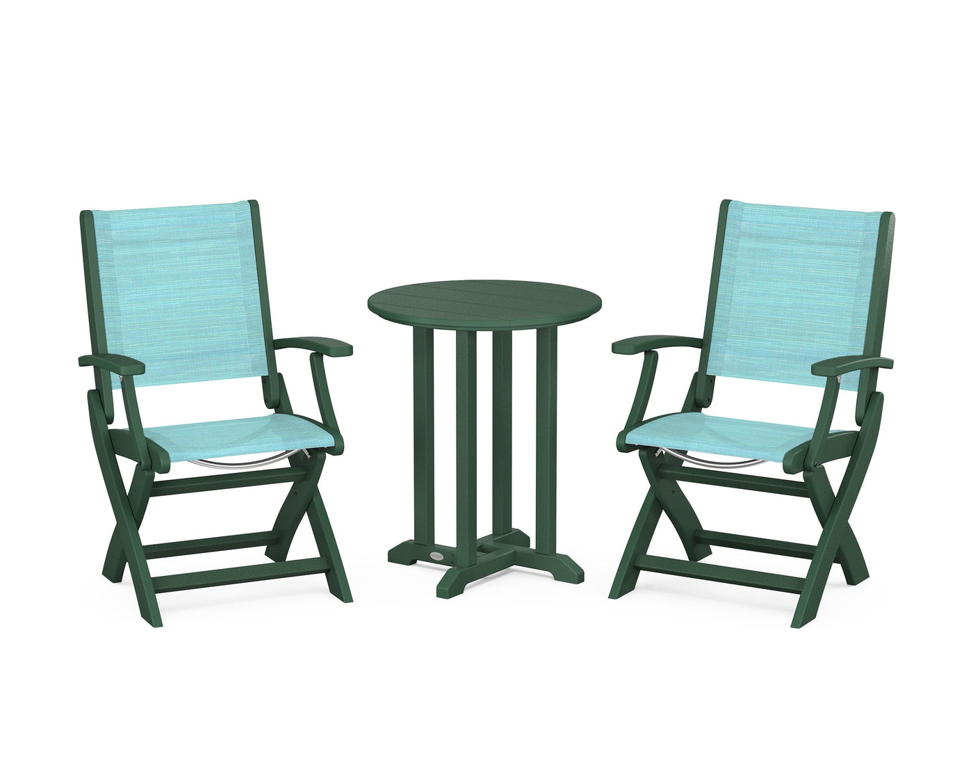 Coastal Folding 3-Piece Round Bistro Dining Set