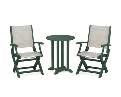 Coastal Folding 3-Piece Round Bistro Dining Set