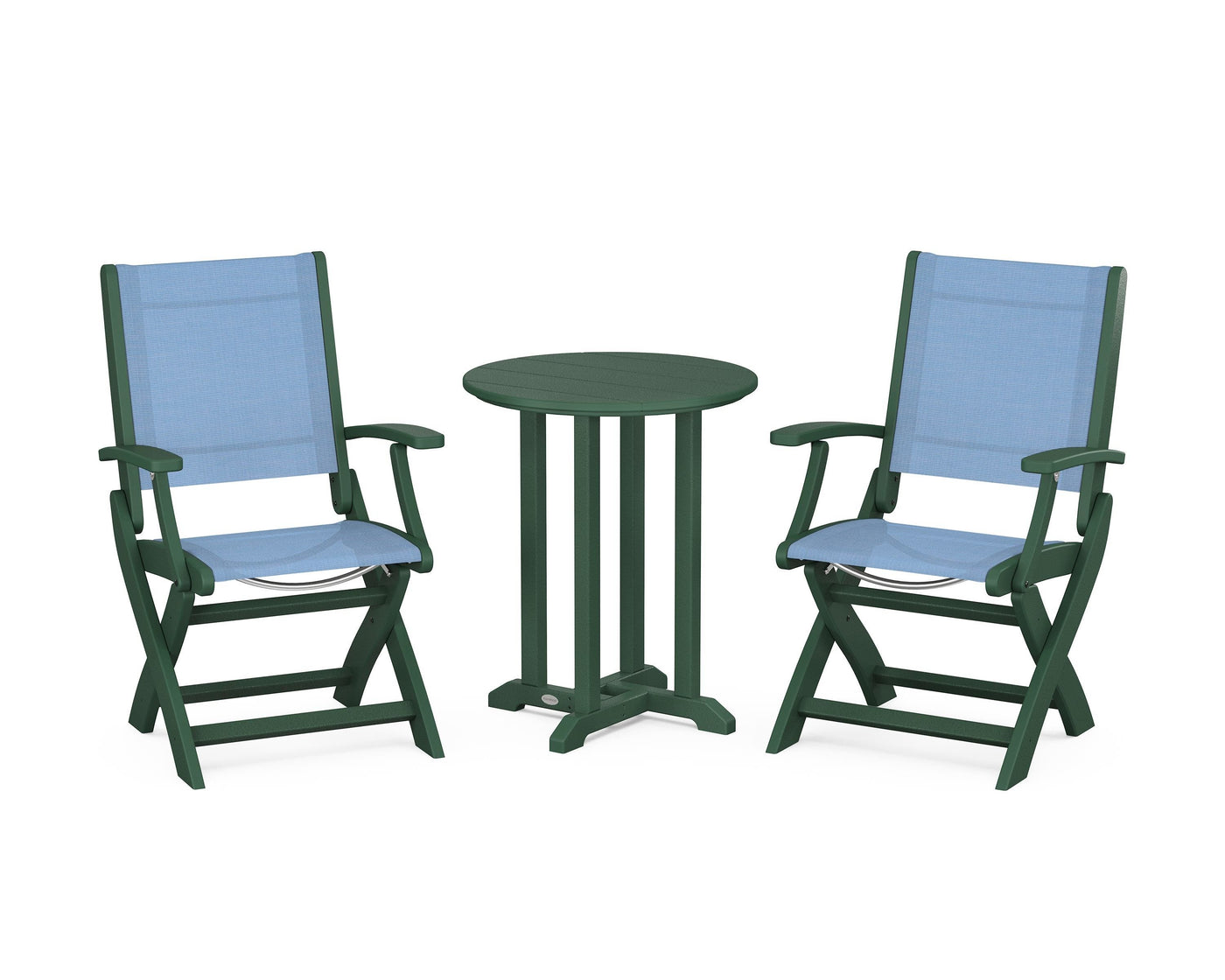 Coastal Folding 3-Piece Round Bistro Dining Set