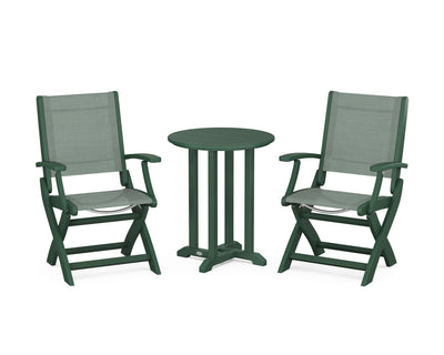 Coastal Folding 3-Piece Round Bistro Dining Set