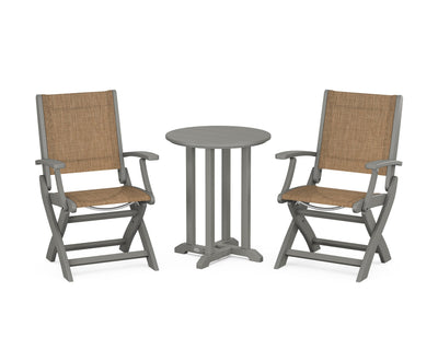 Coastal Folding 3-Piece Round Bistro Dining Set