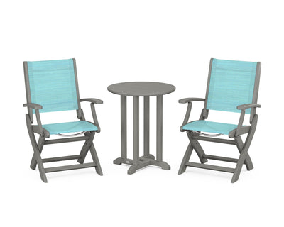 Coastal Folding 3-Piece Round Bistro Dining Set