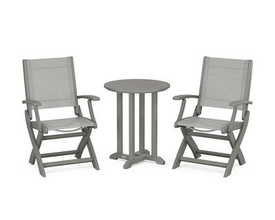 Coastal Folding 3-Piece Round Bistro Dining Set