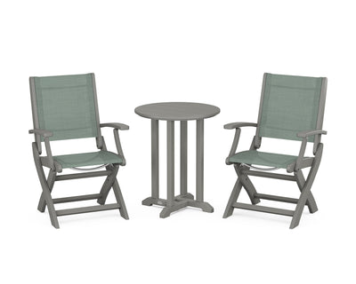 Coastal Folding 3-Piece Round Bistro Dining Set