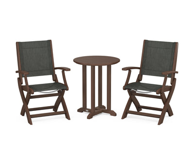 Coastal Folding 3-Piece Round Bistro Dining Set