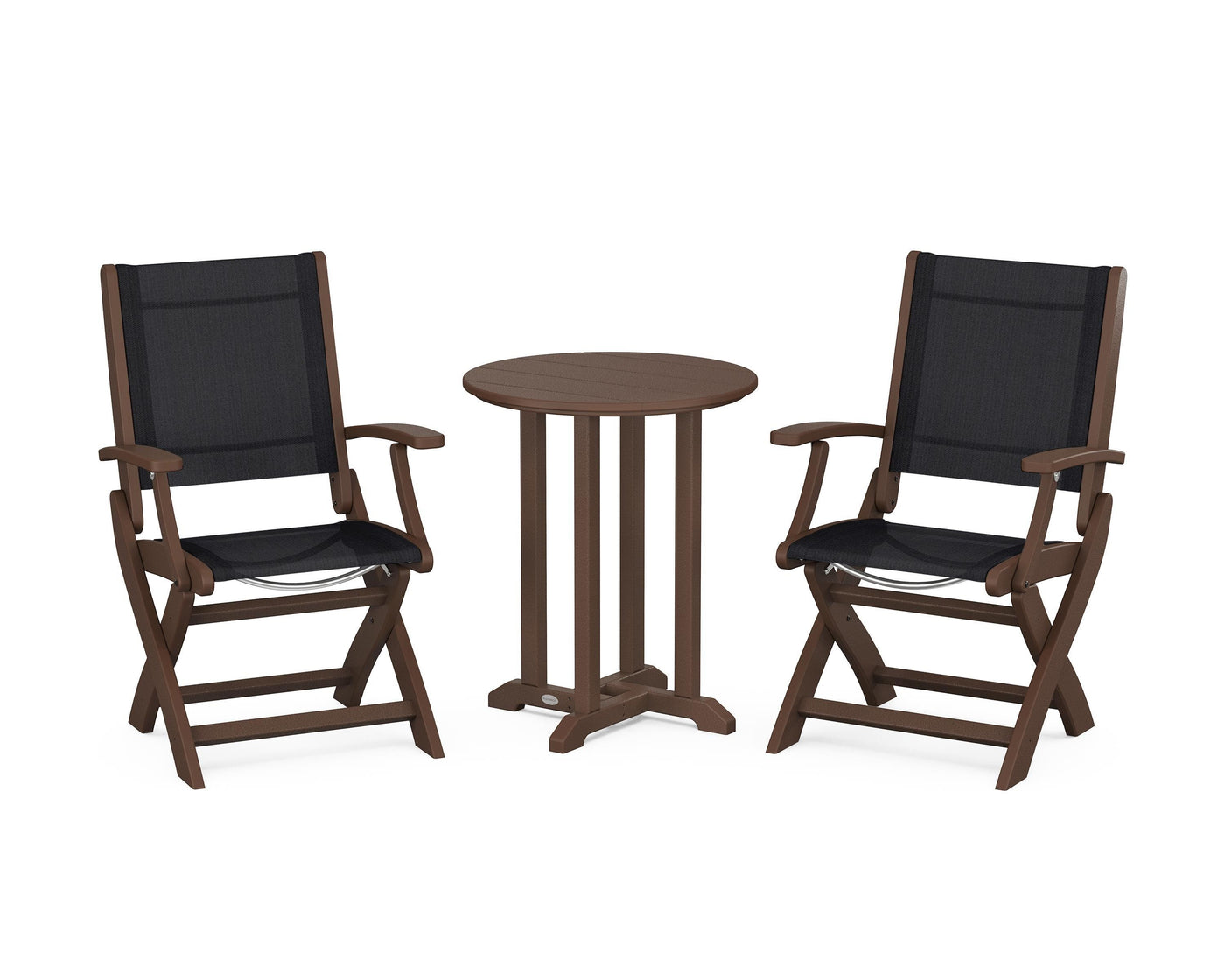 Coastal Folding 3-Piece Round Bistro Dining Set