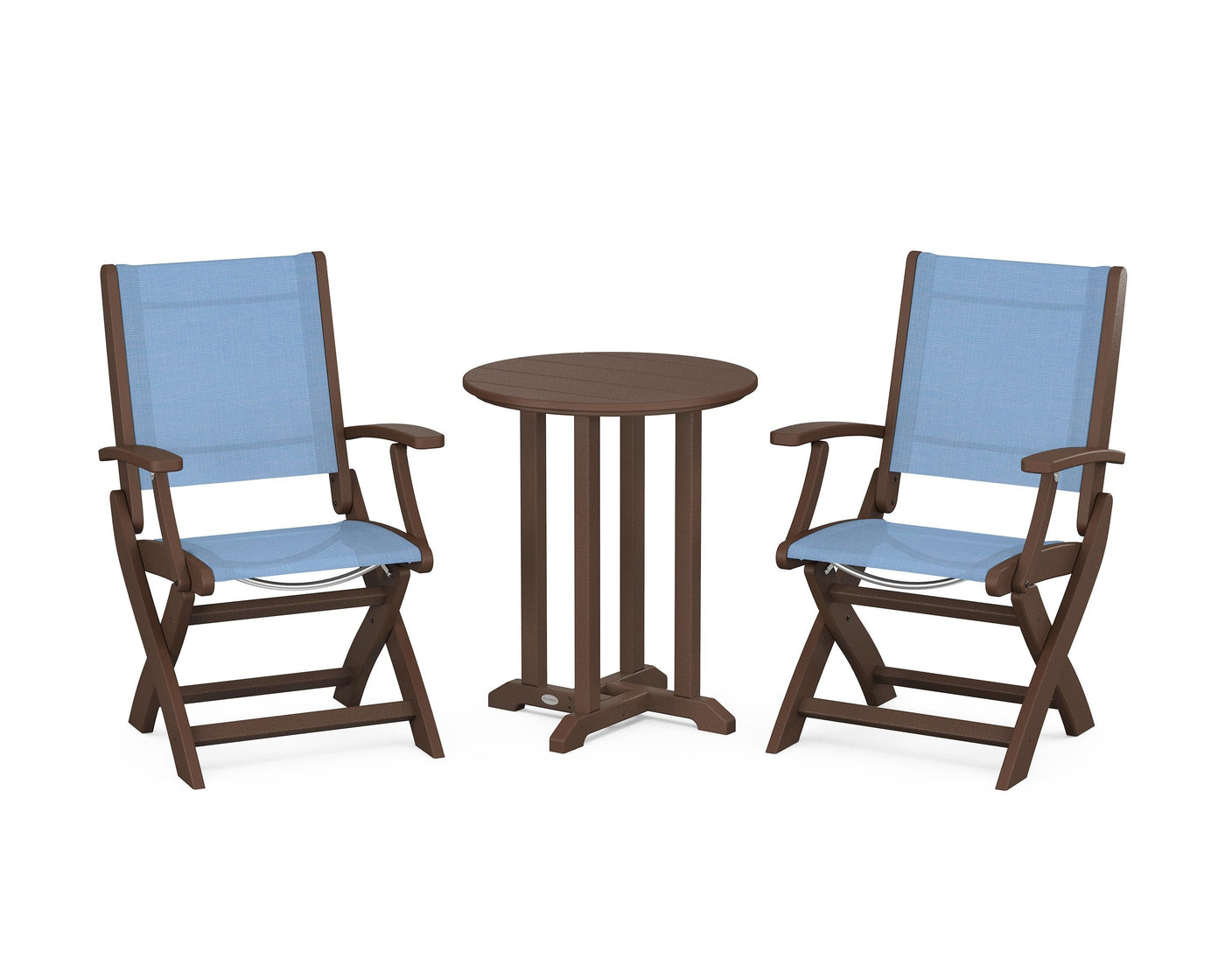 Coastal Folding 3-Piece Round Bistro Dining Set