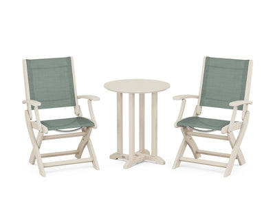 Coastal Folding 3-Piece Round Bistro Dining Set