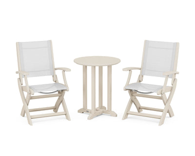 Coastal Folding 3-Piece Round Bistro Dining Set