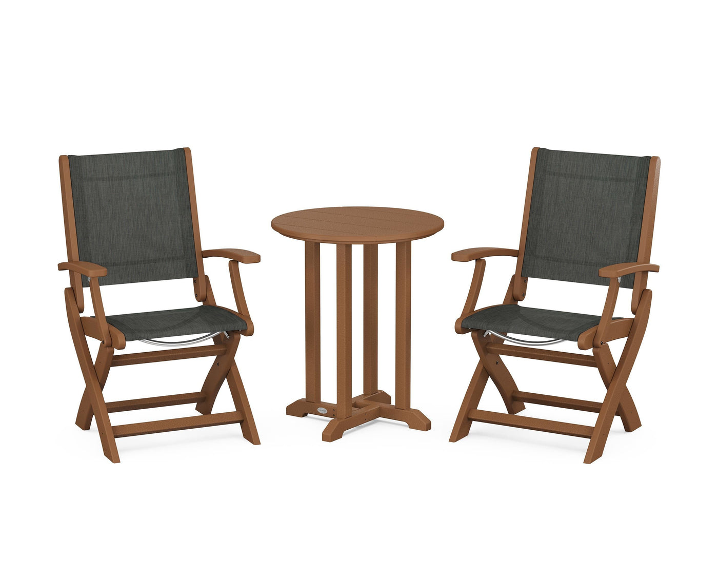 Coastal Folding 3-Piece Round Bistro Dining Set