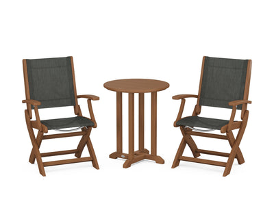 Coastal Folding 3-Piece Round Bistro Dining Set