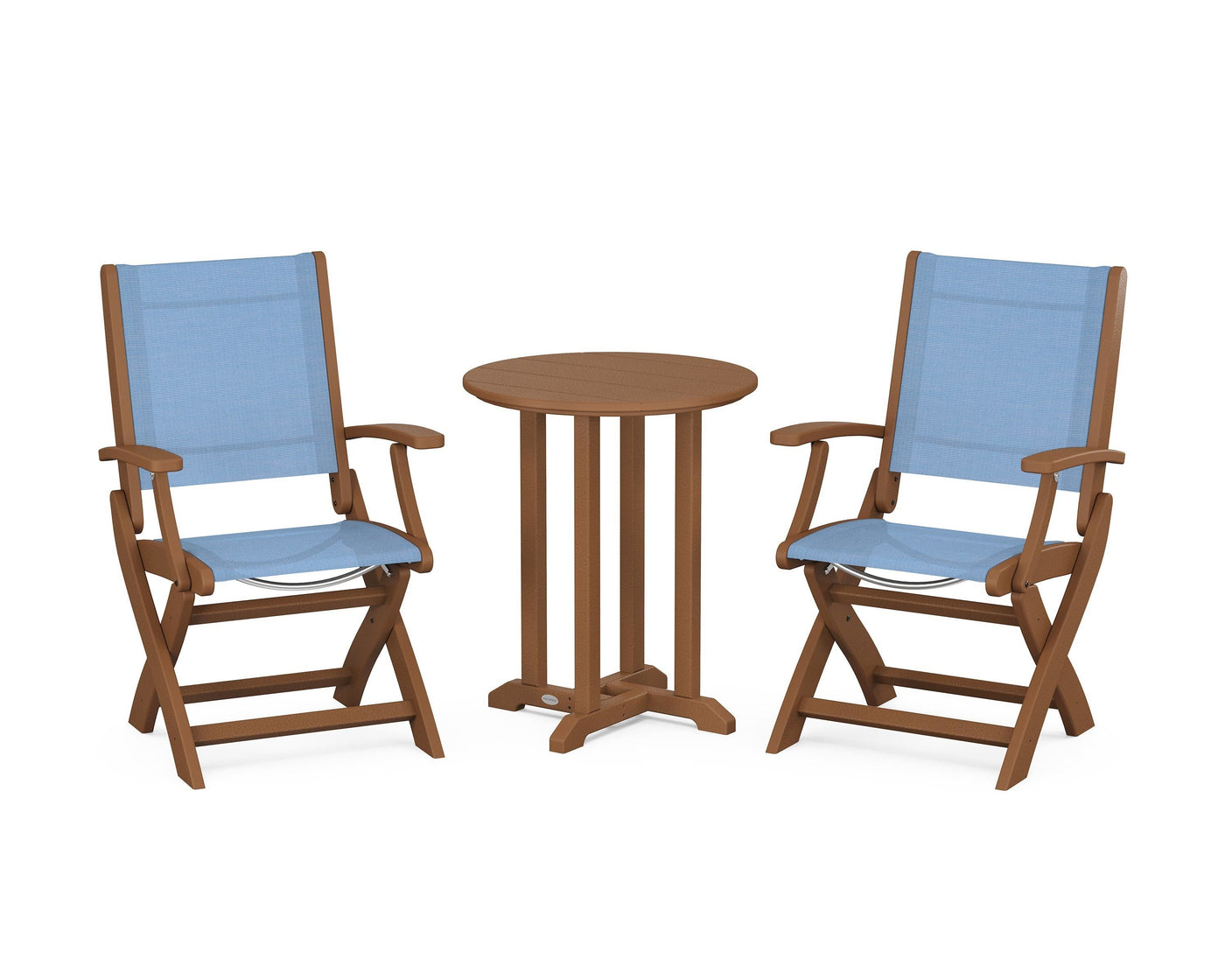 Coastal Folding 3-Piece Round Bistro Dining Set