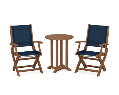 Coastal Folding 3-Piece Round Bistro Dining Set