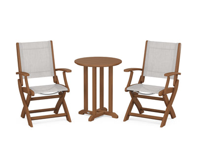 Coastal Folding 3-Piece Round Bistro Dining Set