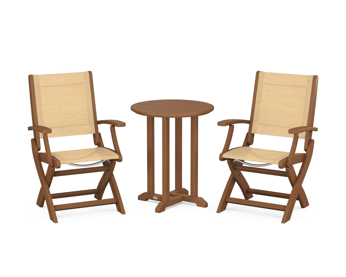 Coastal Folding 3-Piece Round Bistro Dining Set