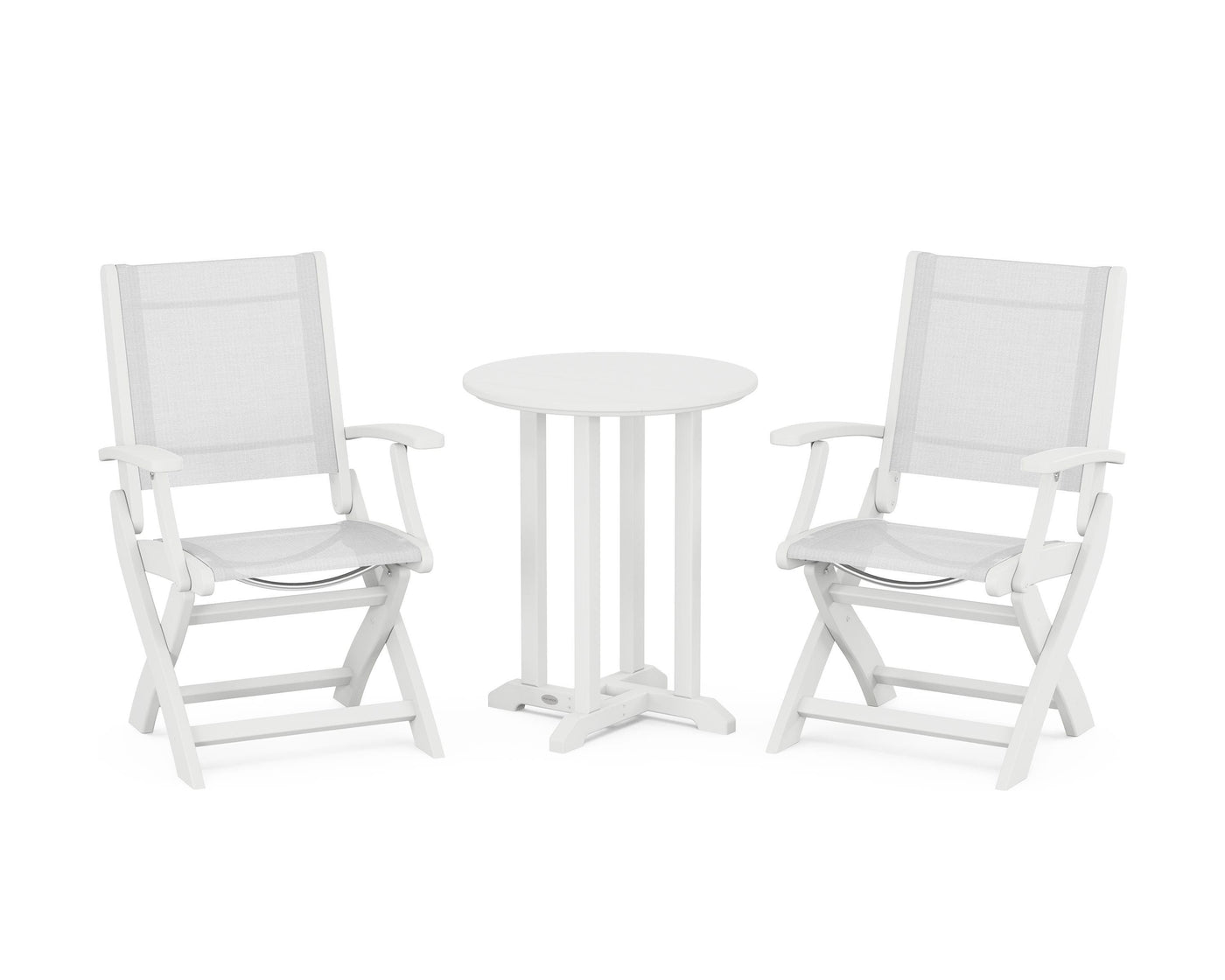 Coastal Folding 3-Piece Round Bistro Dining Set