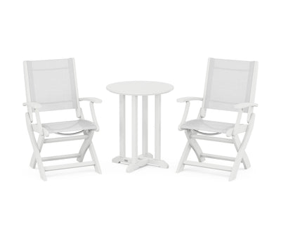 Coastal Folding 3-Piece Round Bistro Dining Set