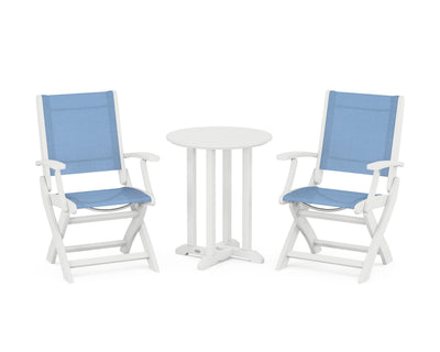 Coastal Folding 3-Piece Round Bistro Dining Set