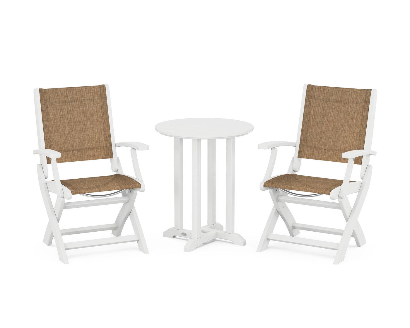 Coastal Folding 3-Piece Round Bistro Dining Set