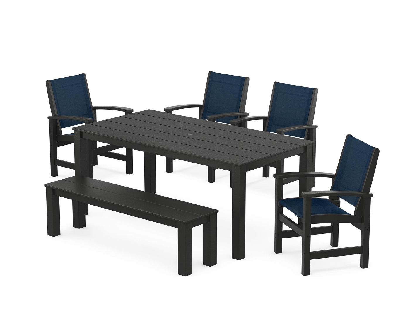 Coastal 6- Piece Parsons Dining Set with Bench