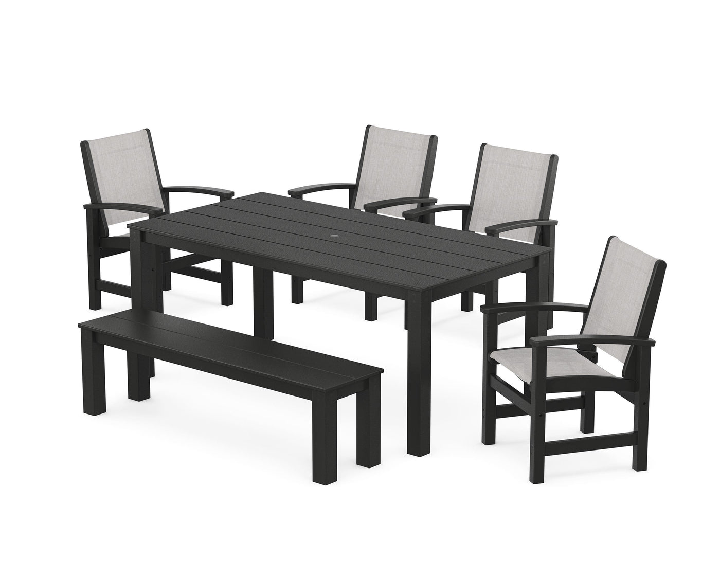 Coastal 6- Piece Parsons Dining Set with Bench