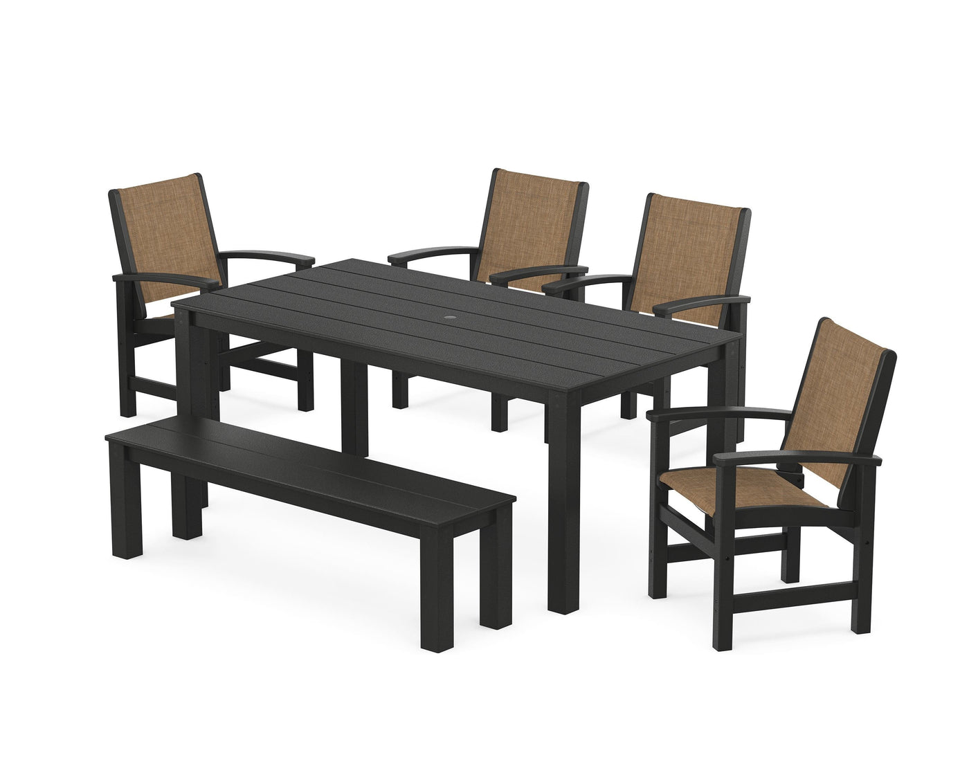 Coastal 6- Piece Parsons Dining Set with Bench