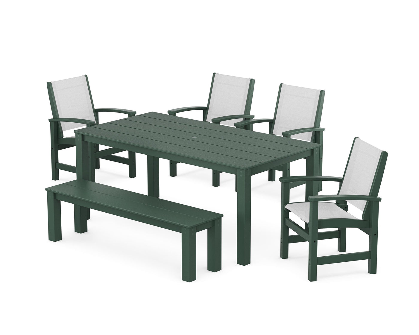 Coastal 6- Piece Parsons Dining Set with Bench