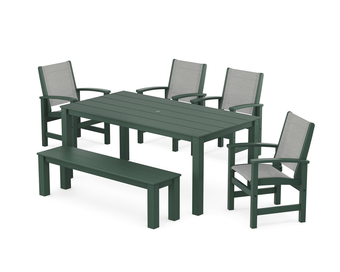 Coastal 6- Piece Parsons Dining Set with Bench