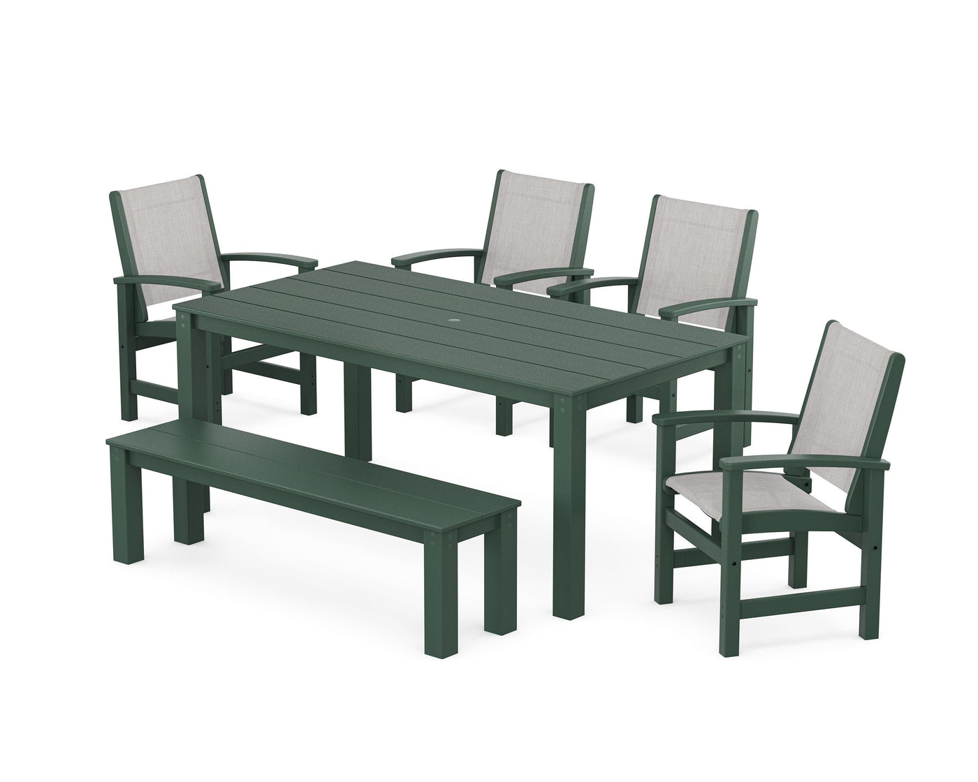 Coastal 6- Piece Parsons Dining Set with Bench