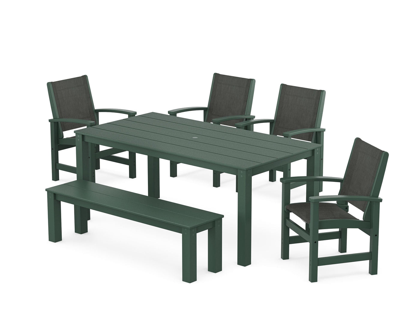 Coastal 6- Piece Parsons Dining Set with Bench