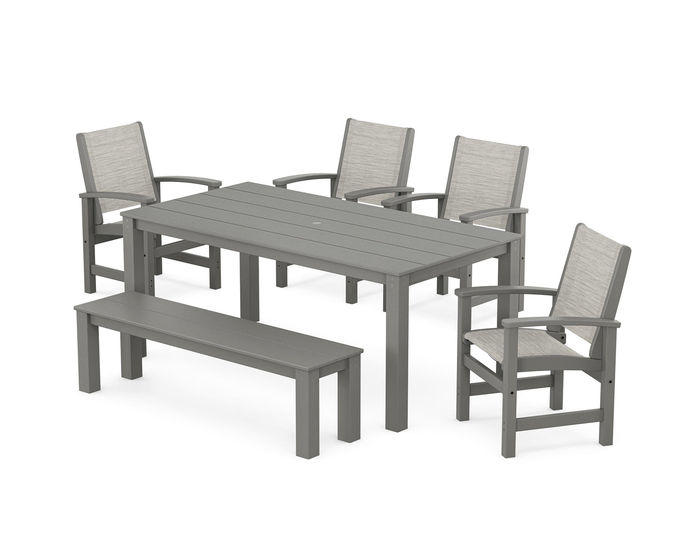 Coastal 6- Piece Parsons Dining Set with Bench