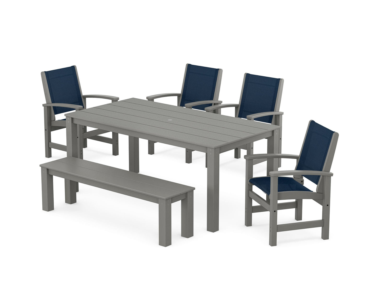 Coastal 6- Piece Parsons Dining Set with Bench