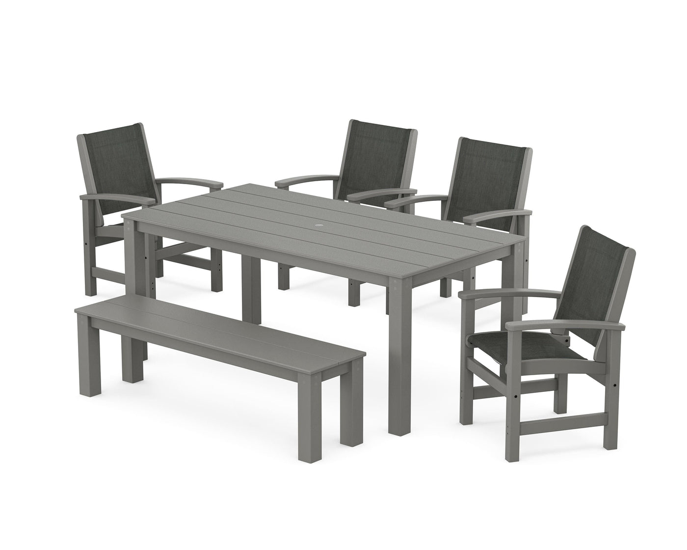 Coastal 6- Piece Parsons Dining Set with Bench