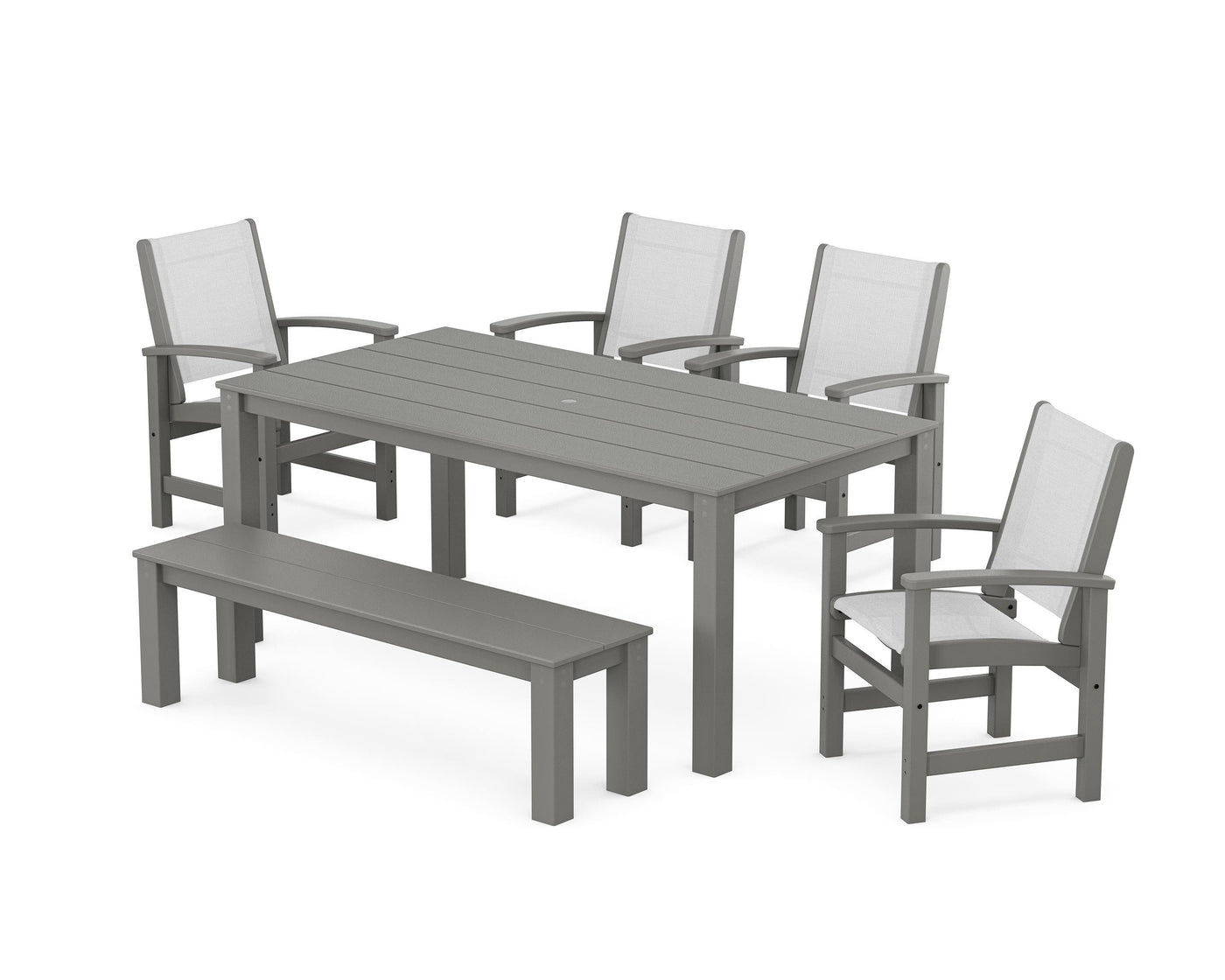 Coastal 6- Piece Parsons Dining Set with Bench