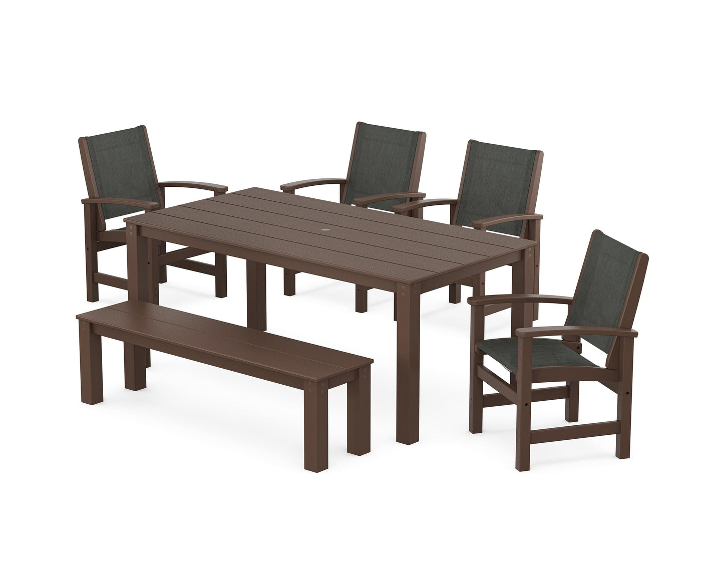 Coastal 6- Piece Parsons Dining Set with Bench