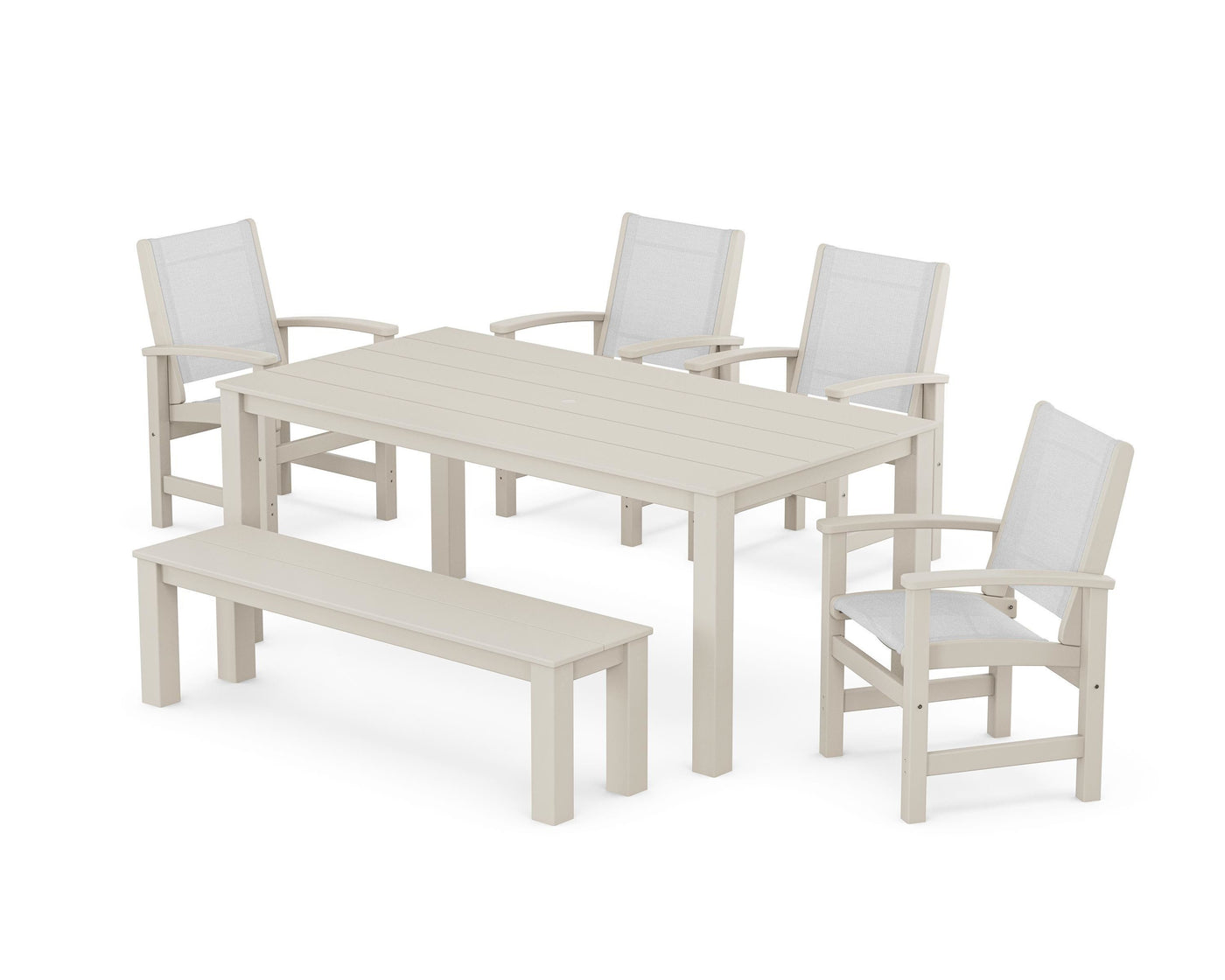 Coastal 6- Piece Parsons Dining Set with Bench