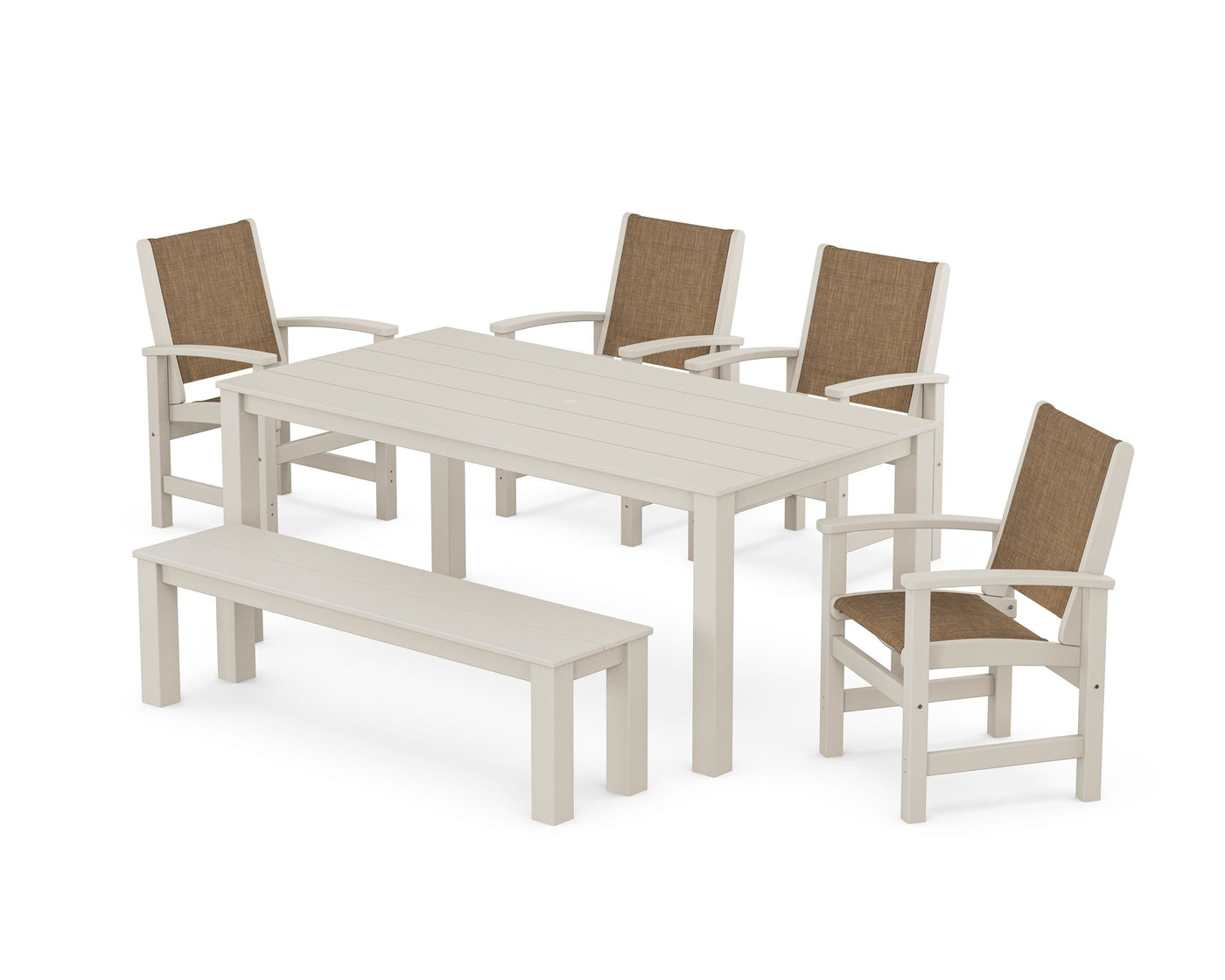 Coastal 6- Piece Parsons Dining Set with Bench