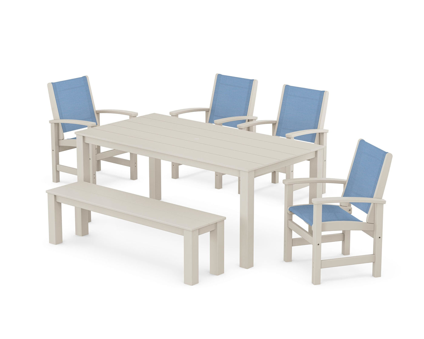 Coastal 6- Piece Parsons Dining Set with Bench