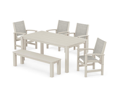 Coastal 6- Piece Parsons Dining Set with Bench