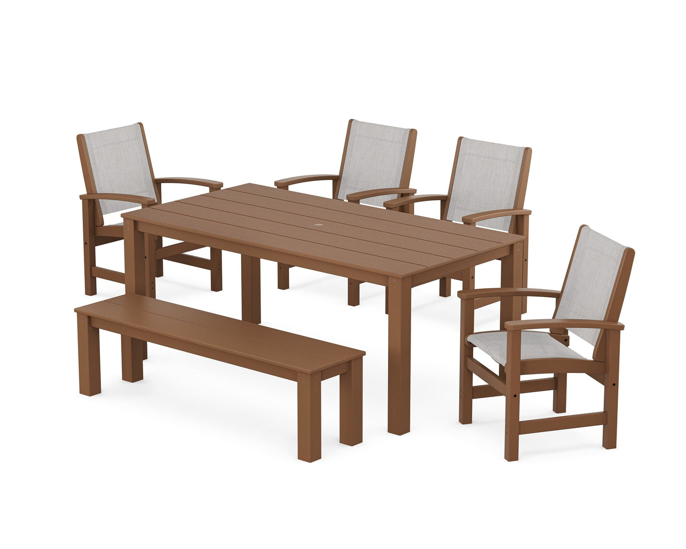 Coastal 6- Piece Parsons Dining Set with Bench